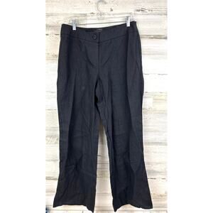 Talbots Women’s 10 Black Linen Curvy Fit Straight Leg Zip Front Dress Work Pants